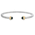 Natural Onyx Bangle Bracelet Sterling Silver 18KT Gold