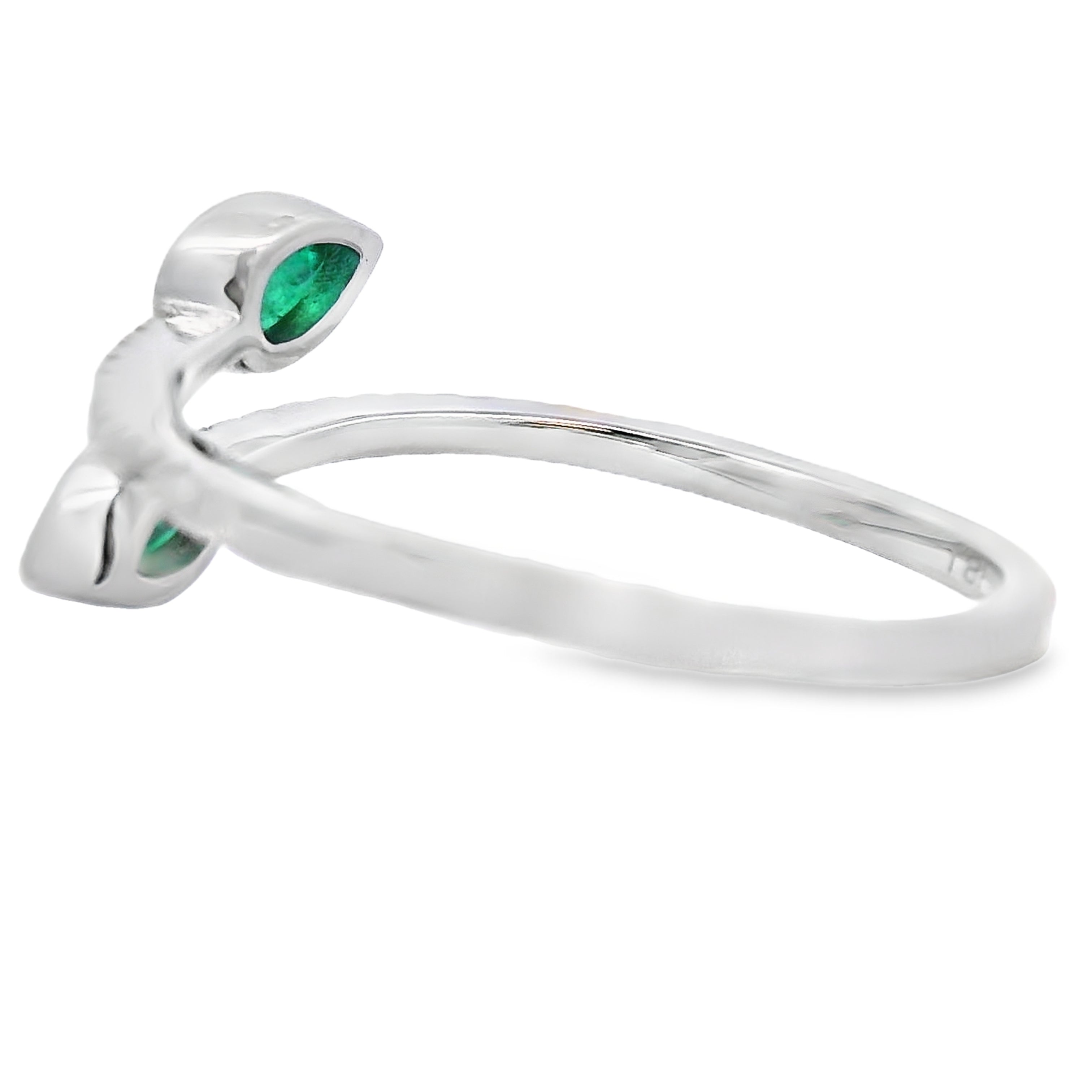 Natural .48ct Emerald Diamond Ring 14KT White Gold
