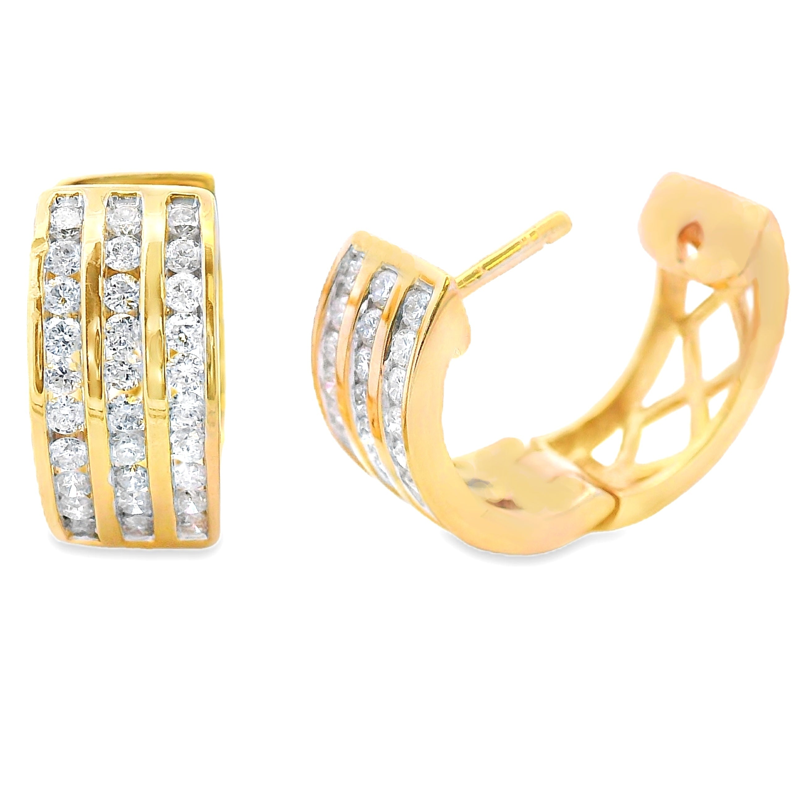 .50ct Diamond Hoop Earrings 14KT Yellow Gold