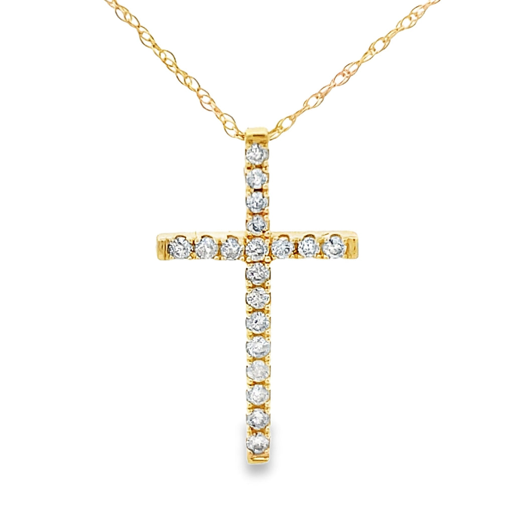 .19ct Diamond Cross Religious Pendant 14KT Yellow Gold