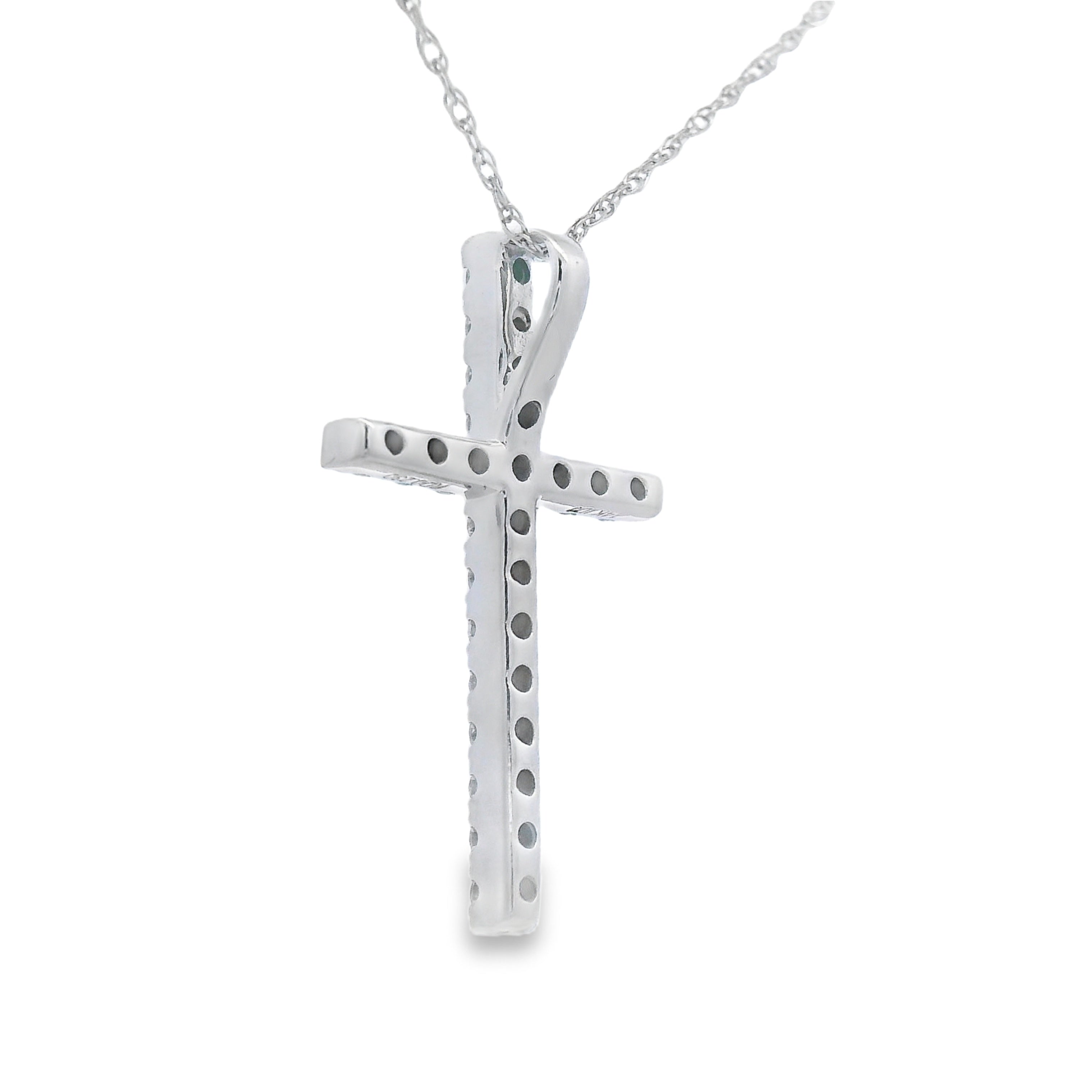 .24ct Diamond Cross Religious Pendant 14KT White Gold