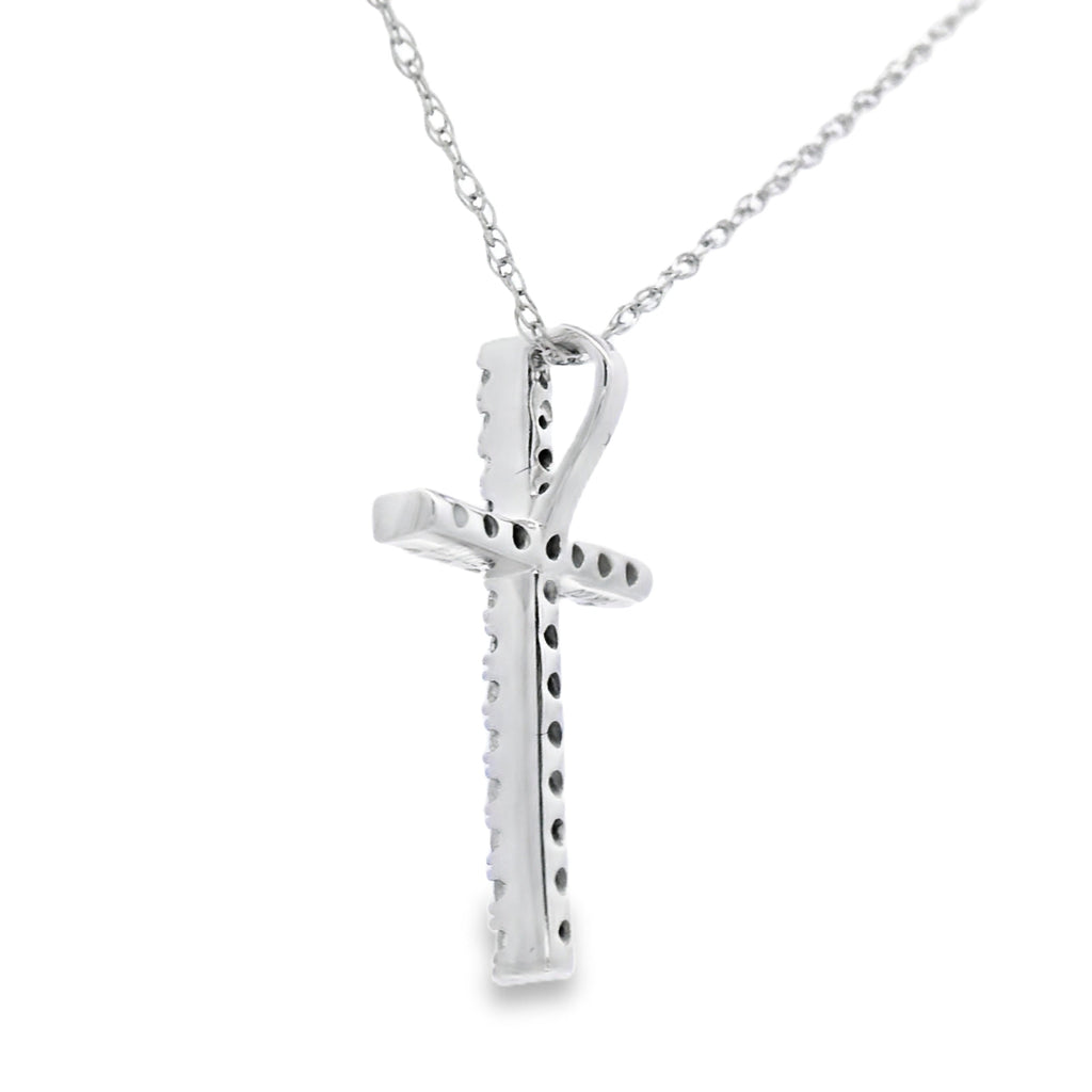 .13ct Diamond Cross Religious Pendant 14KT White Gold