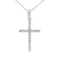 .13ct Diamond Cross Religious Pendant 14KT White Gold