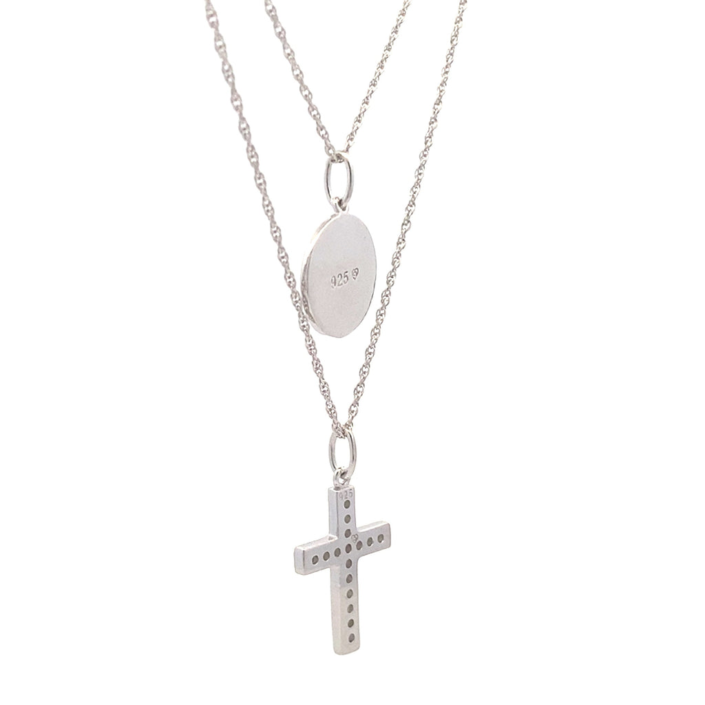 .20ct Diamond Cross Religious Pendant Sterling Silver