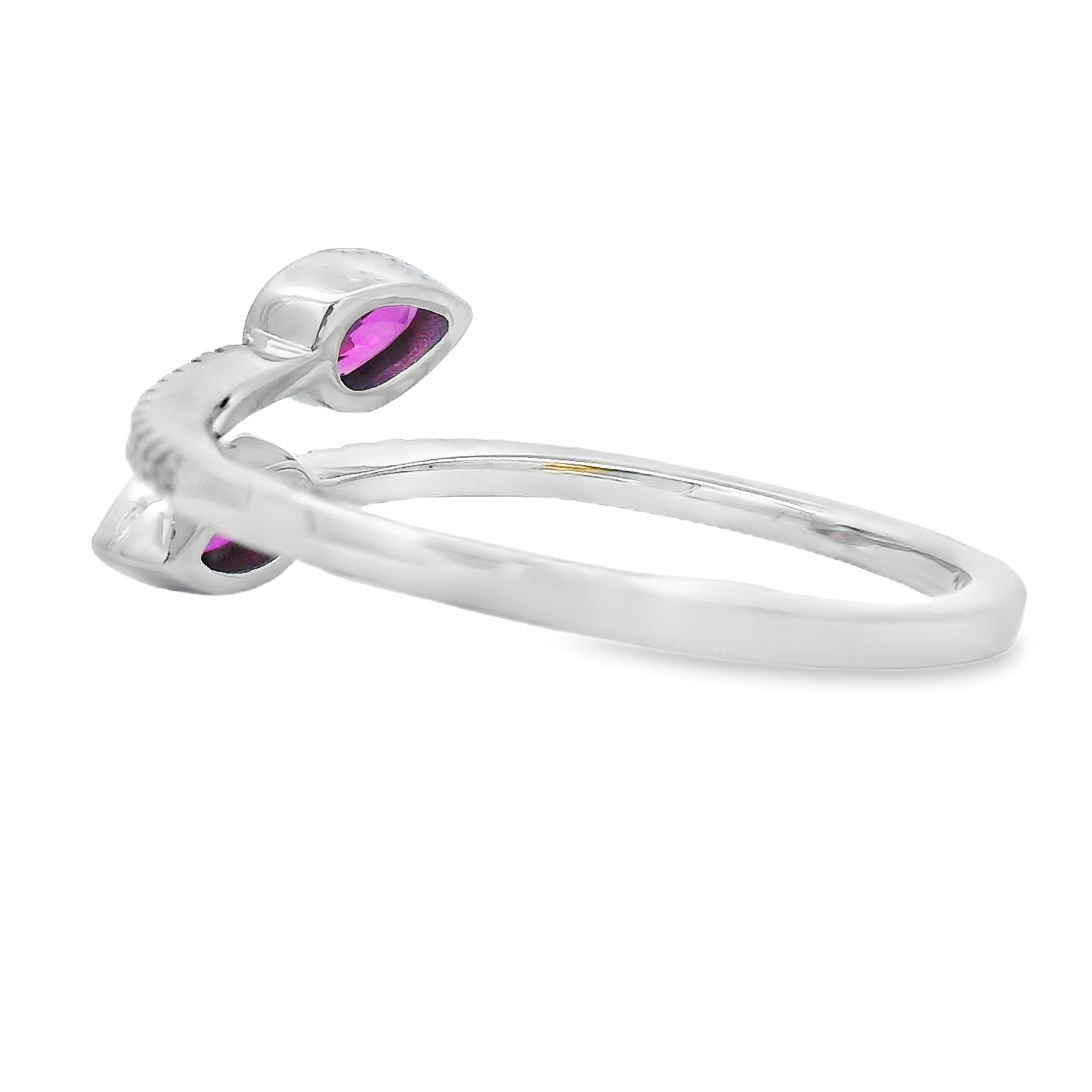 Natural .64ct Ruby Diamond Ring 14KT White Gold