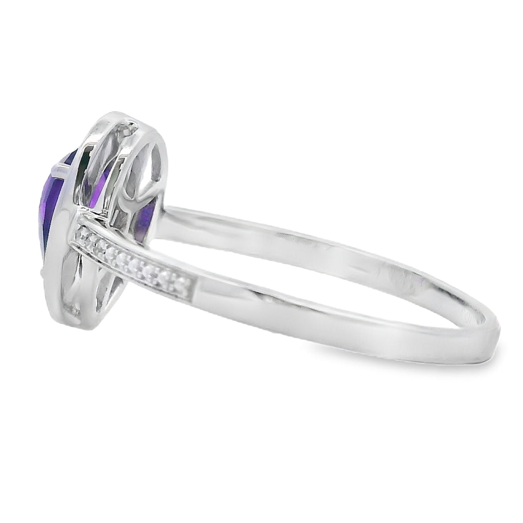 .42ct Amethyst Diamond Ring 10KT White Gold