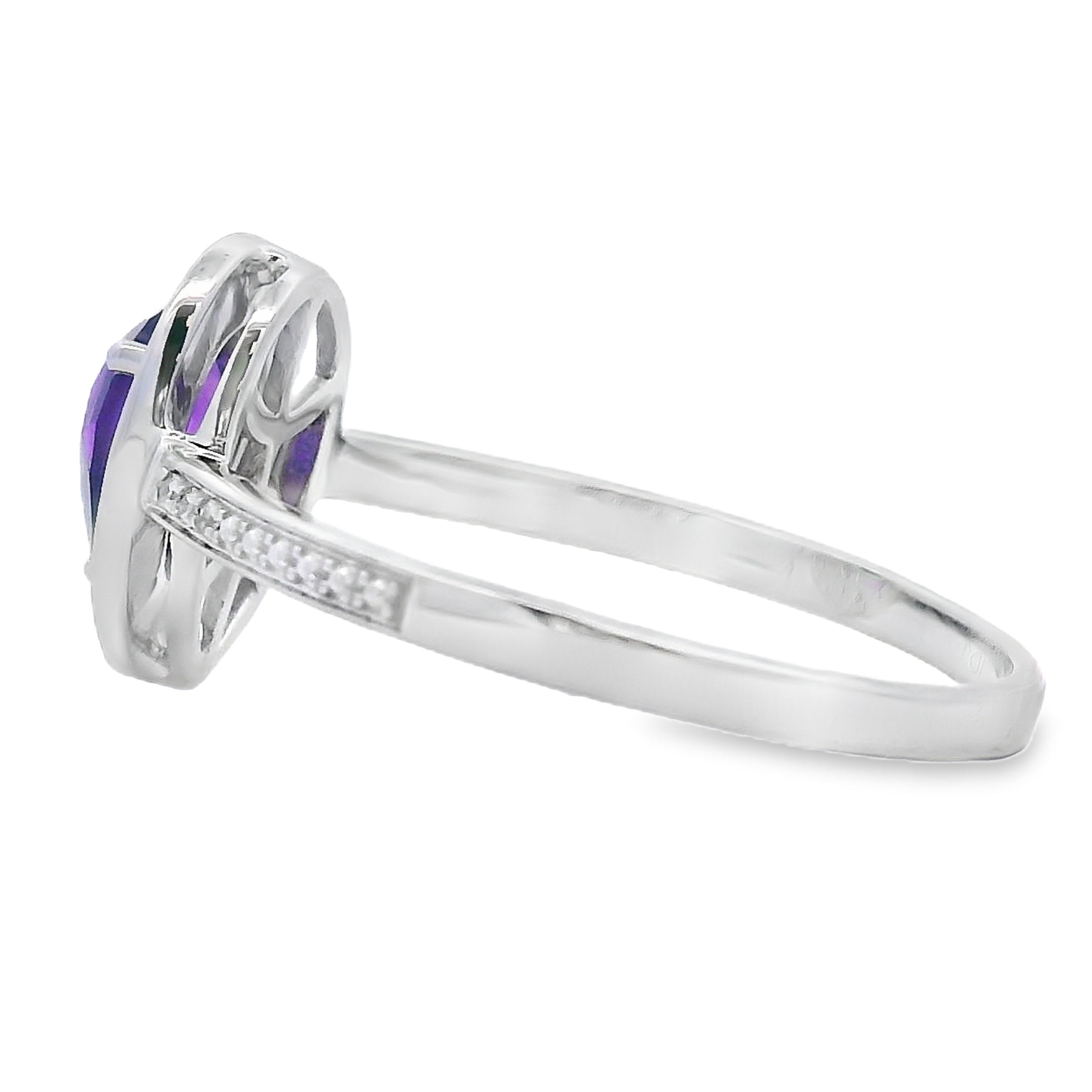.42ct Amethyst Diamond Ring 10KT White Gold