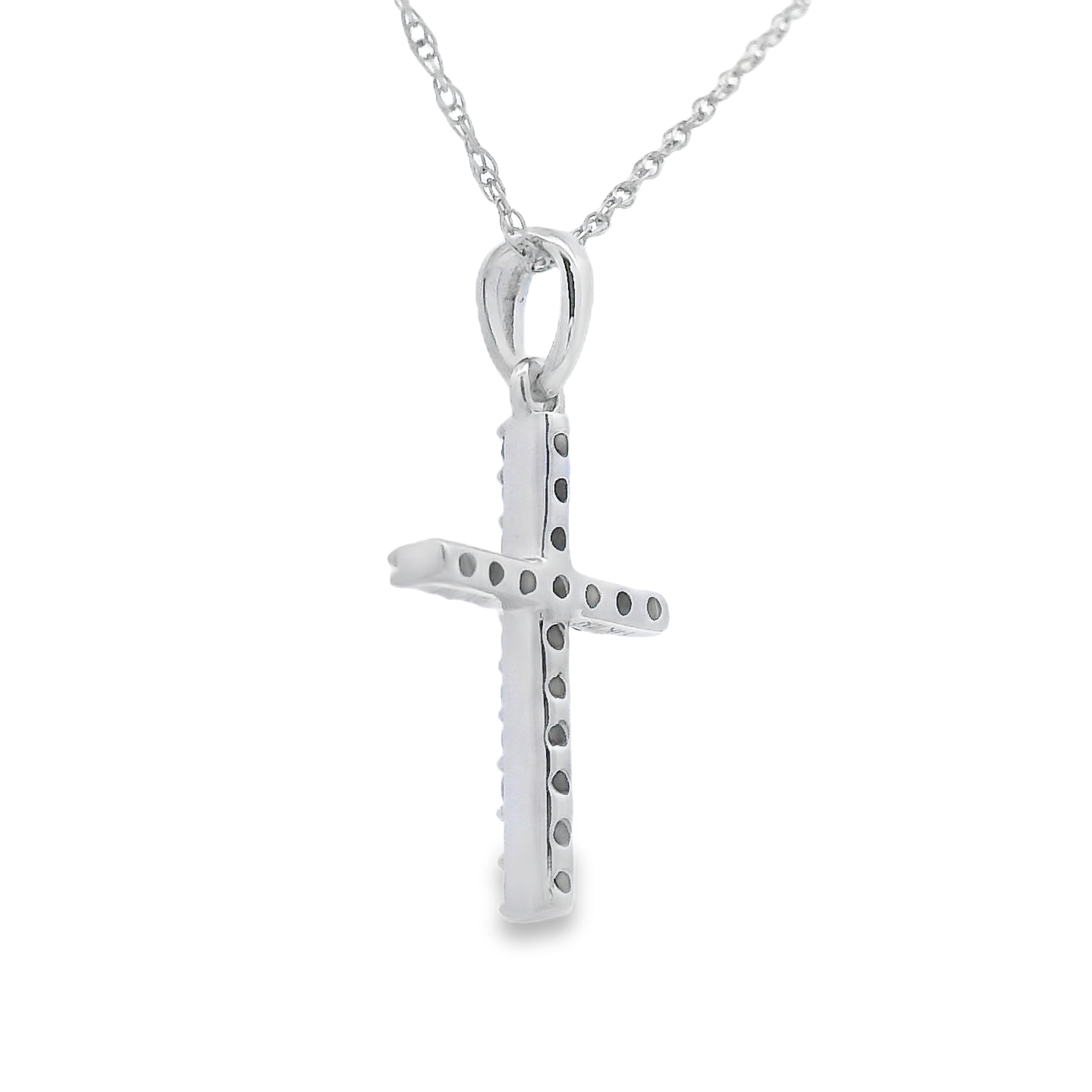 .11ct Diamond Cross Religious Pendant 14KT White Gold