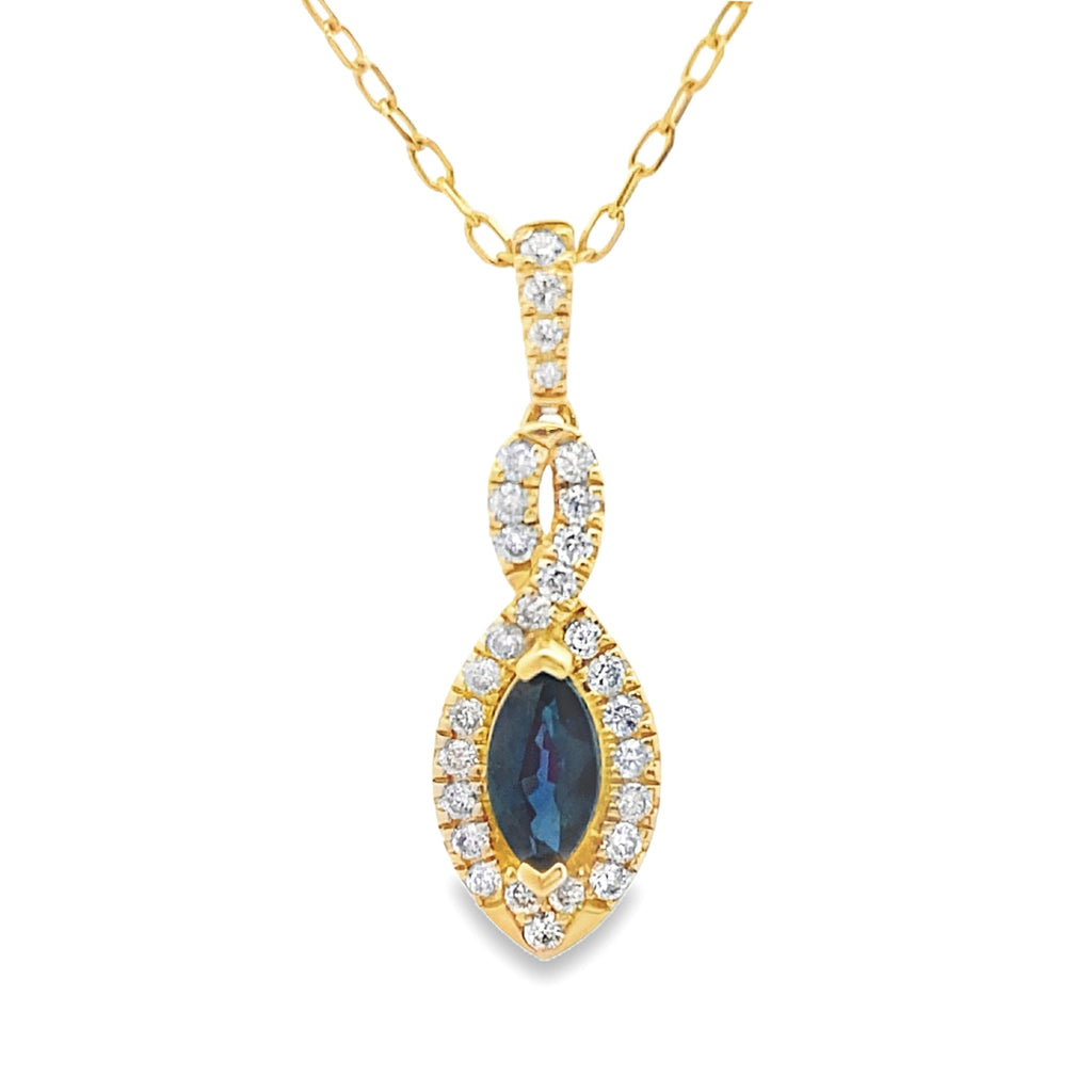 Sapphire Diamond Fashion Pendants 10KT Yellow Gold