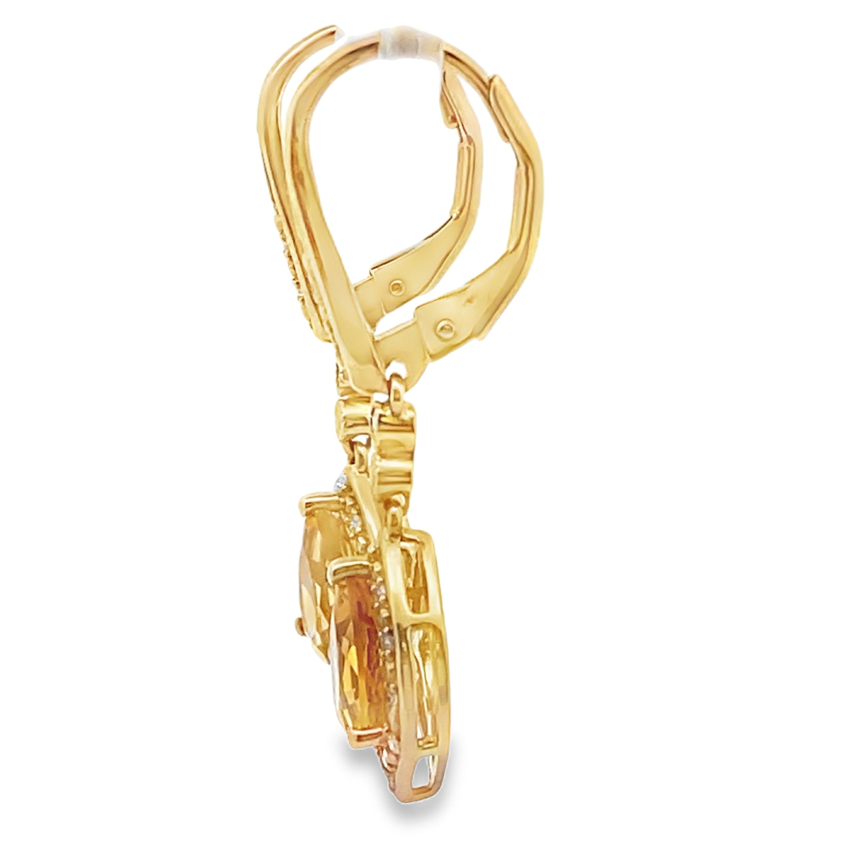 1.88ct Citrine Diamond Dangle Earrings 10KT Yellow Gold