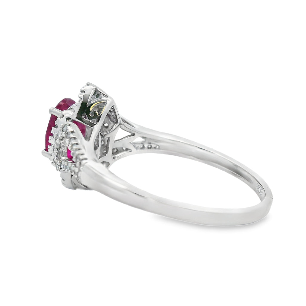 1.26ct Ruby Diamond Ring 14KT White Gold