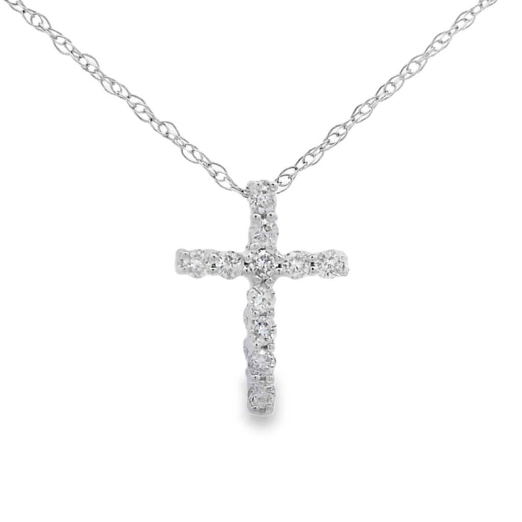.12ct Diamond Cross Religious Pendant 10KT White Gold