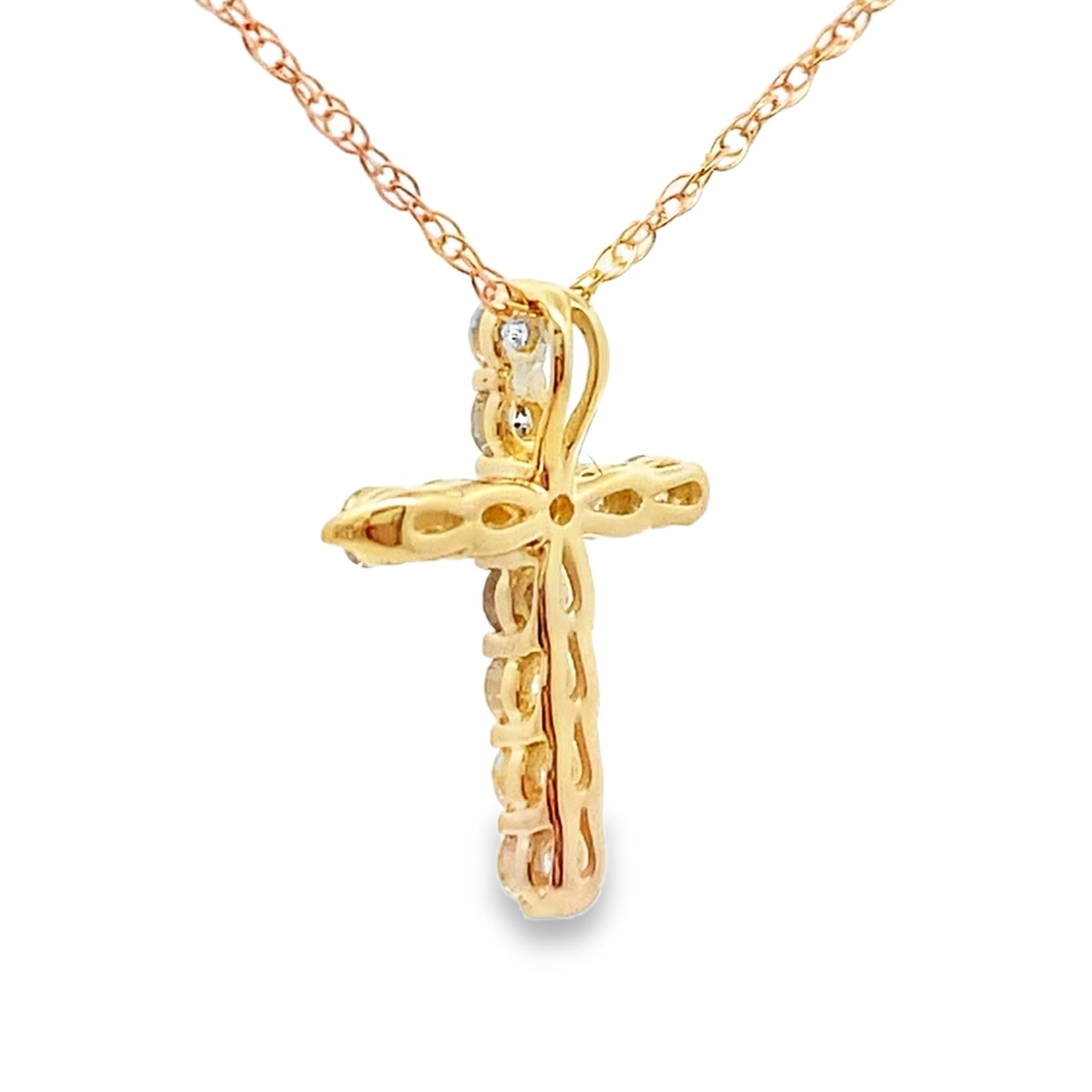 .19ct Diamond Cross Religious Pendant 14KT Yellow Gold