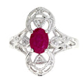 1.05ct Ruby Diamond Ring 10KT White Gold
