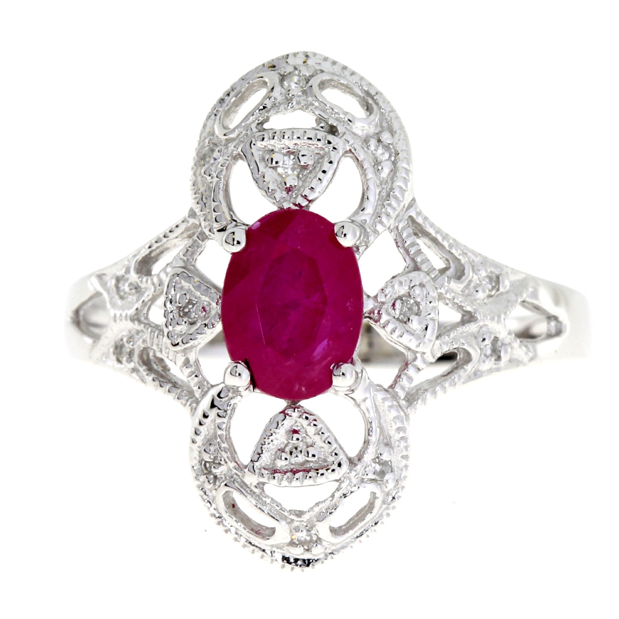 1.05ct Ruby Diamond Ring 10KT White Gold