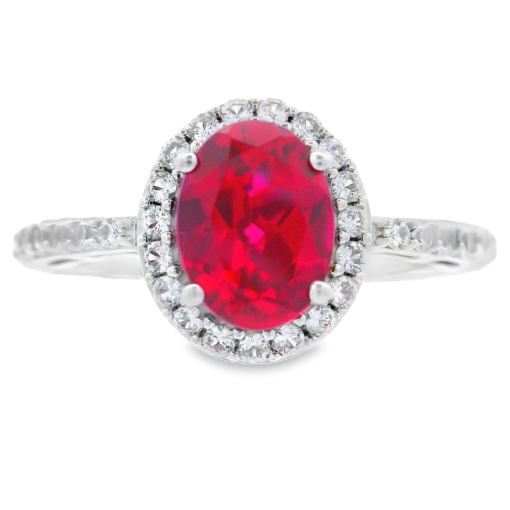 Created Ruby Created Sapphire Ring Sterling Silver