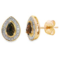 .50ct Quartz Diamond Stud Earrings 10KT Yellow Gold