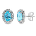 1.20ct Blue Topaz Diamond Earrings 10KT White Gold