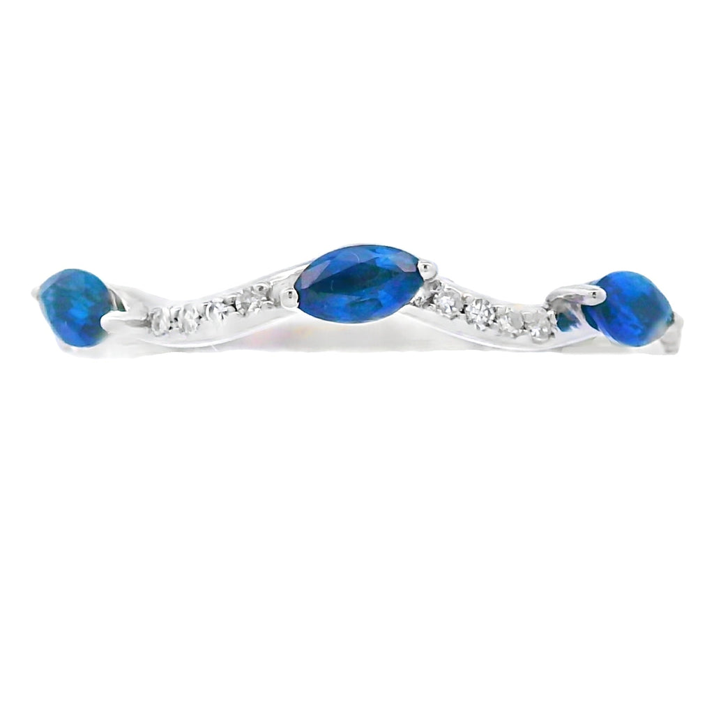 Sapphire Diamond stackable band set 14KT White Gold