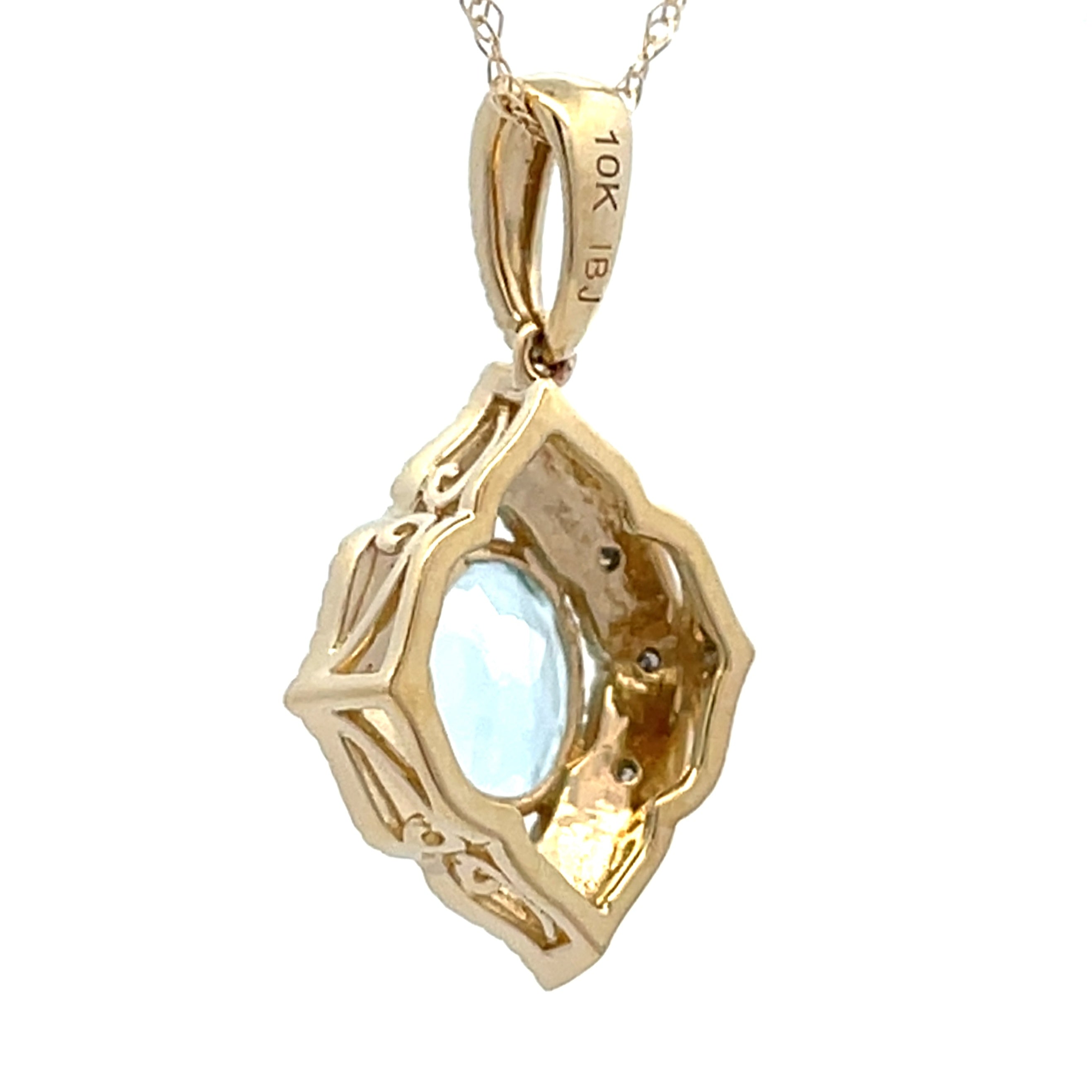 Aquamarine Diamond Fashion Pendants 10KT Yellow Gold