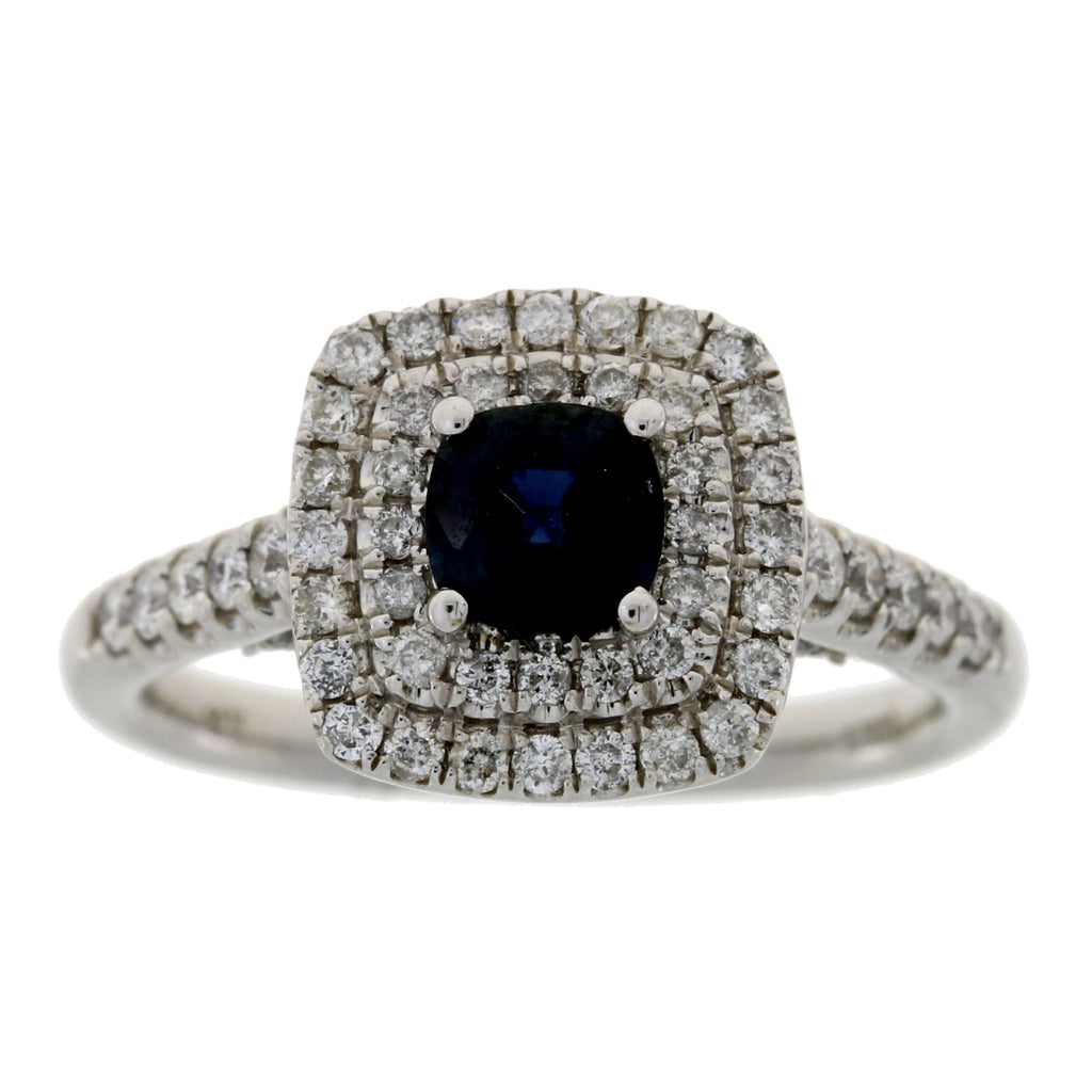 1.22ct Sapphire Diamond Ring 14KT White Gold