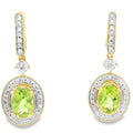 1.23ct Peridot Diamond Dangle Earrings 10KT Yellow Gold