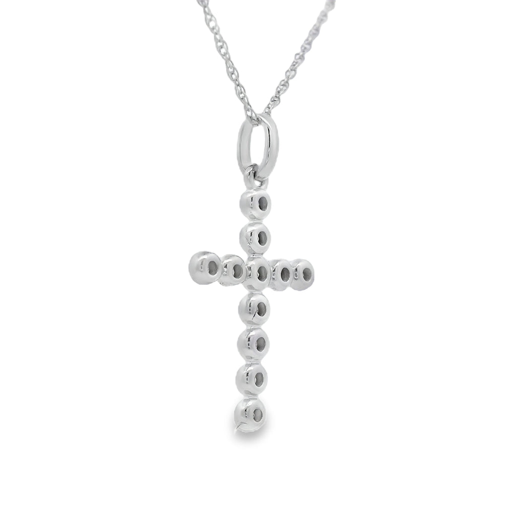 .09ct Diamond Cross Religious Pendant 14KT White Gold