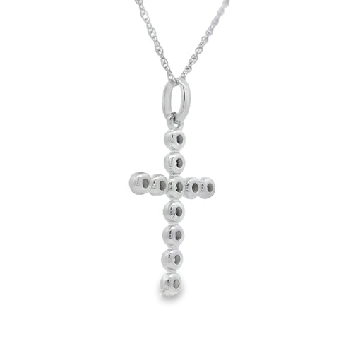 .09ct Diamond Cross Religious Pendant 14KT White Gold