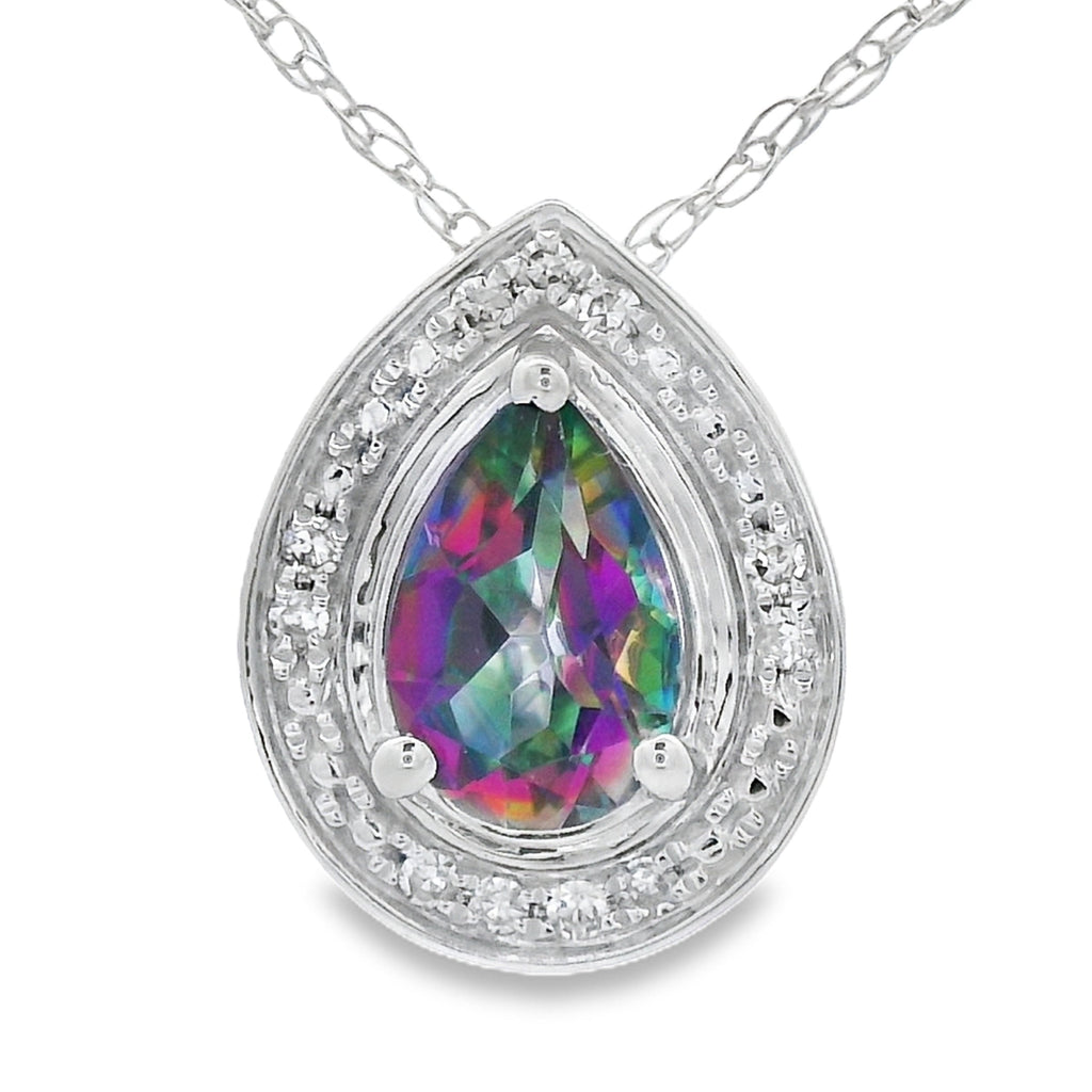Mystic Fire Topaz Fashion Pendants 10KT White Gold