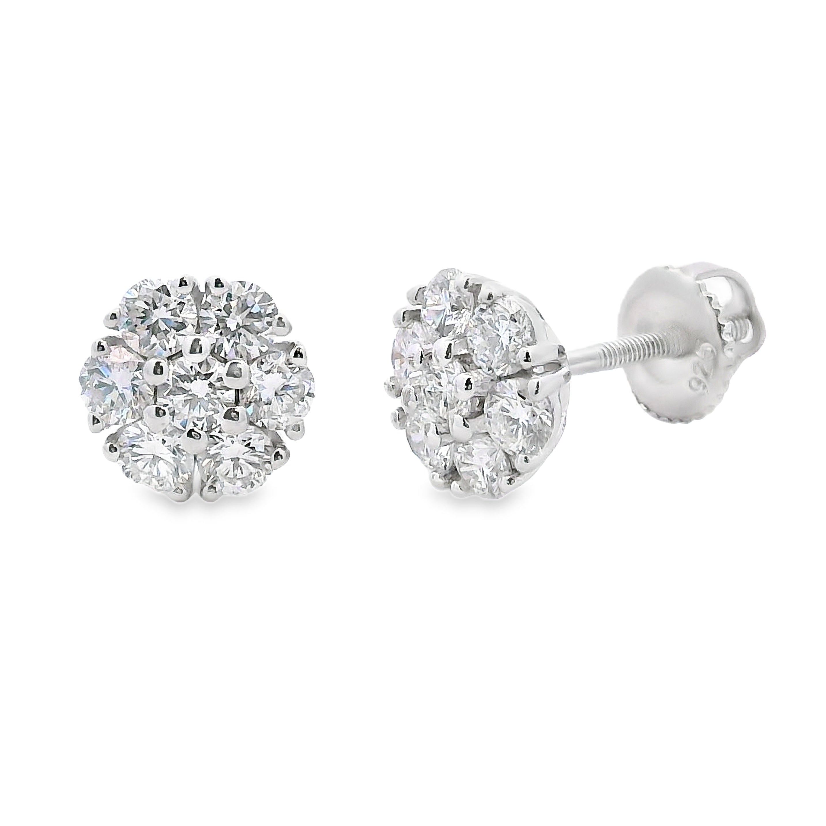 1.32ct Lab Grown Diamond Earrings Sterling Silver
