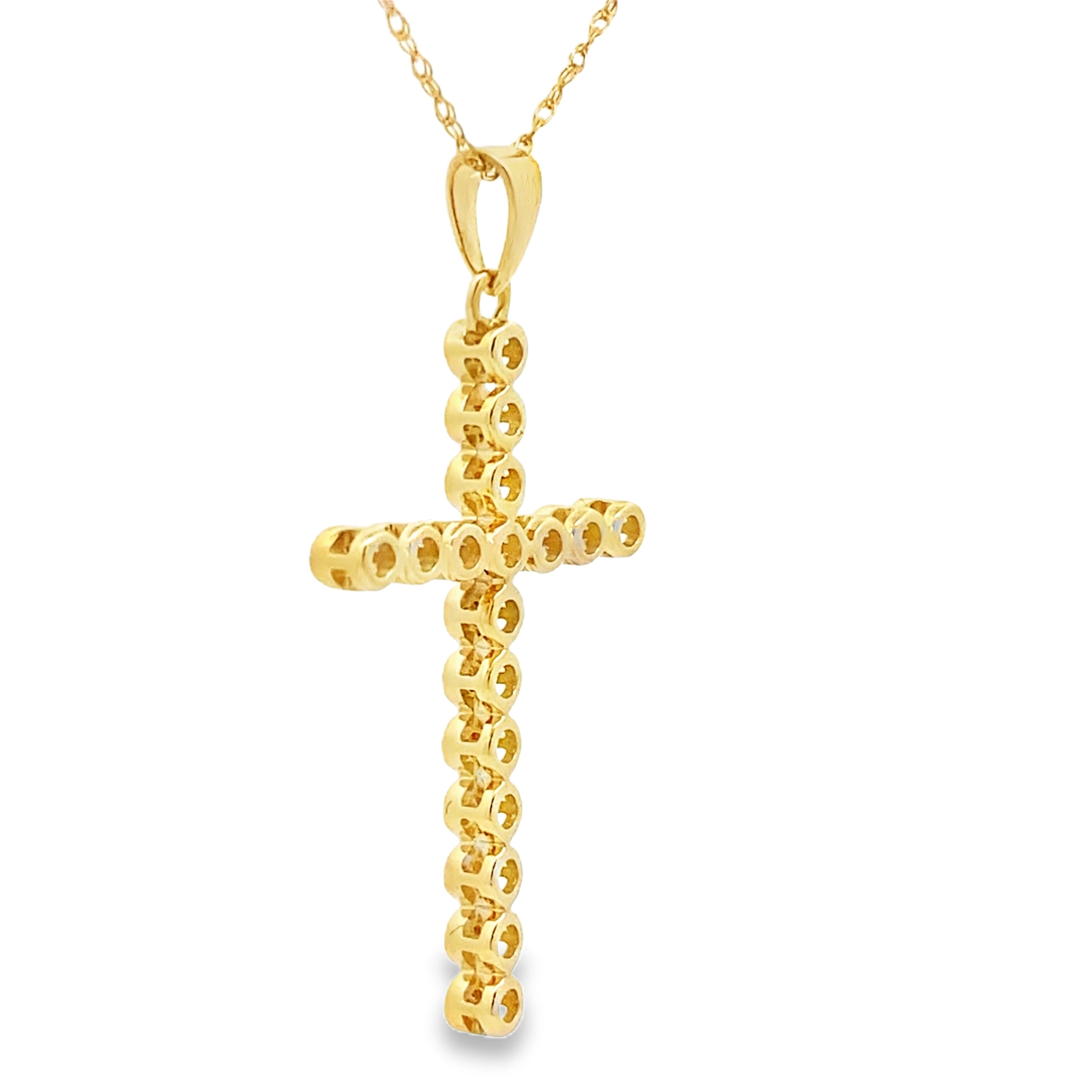 .17ct Diamond Cross Religious Pendant 14KT Yellow Gold