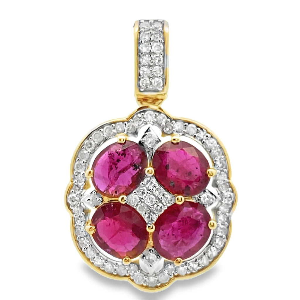 2.80ct Ruby Diamond Fashion Pendants 14KT Yellow Gold