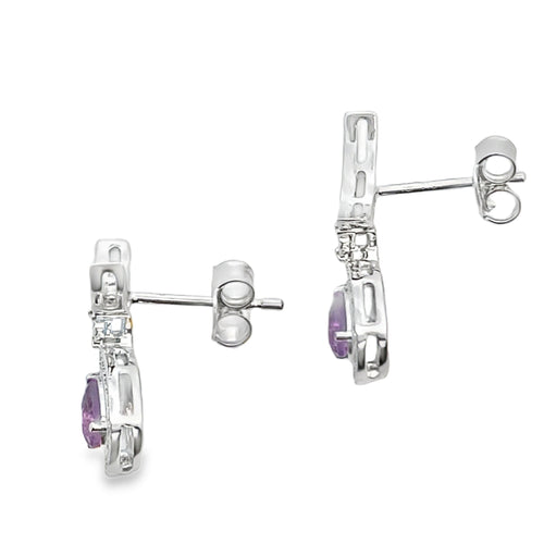 .48ct Amethyst Diamond Dangle Earrings 10KT White Gold