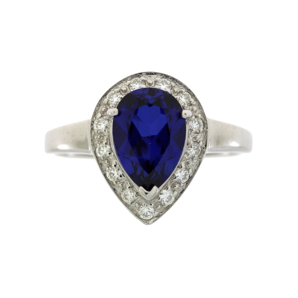 Created Sapphire Moissanite Ring Sterling Silver