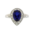 Created Sapphire Moissanite Ring Sterling Silver