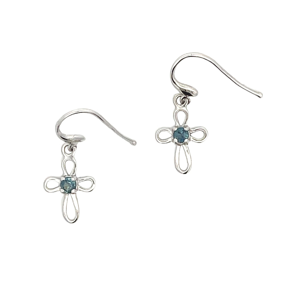 .27ct Sapphire Cross Earrings 10KT White Gold