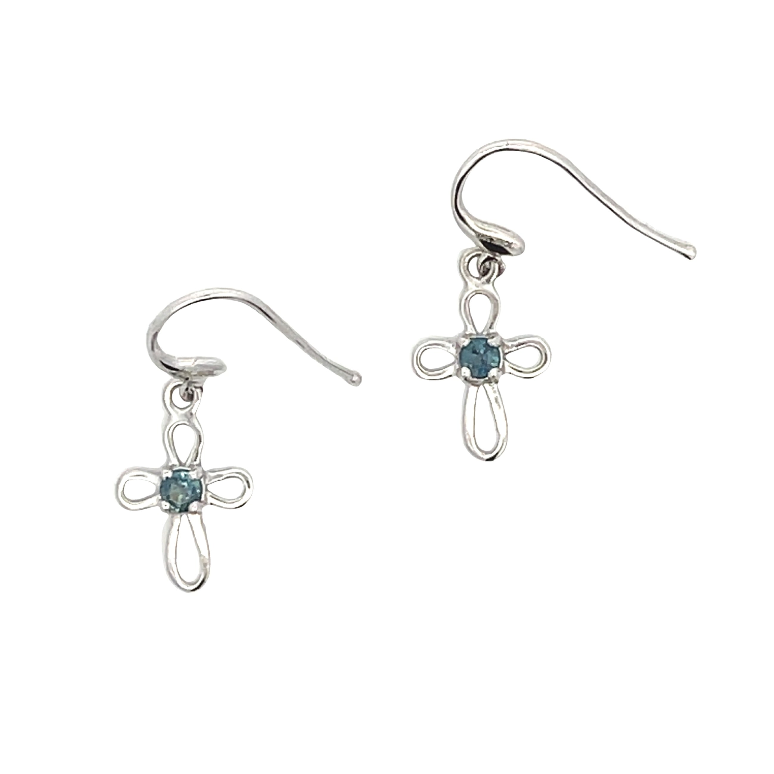 .27ct Sapphire Cross Earrings 10KT White Gold