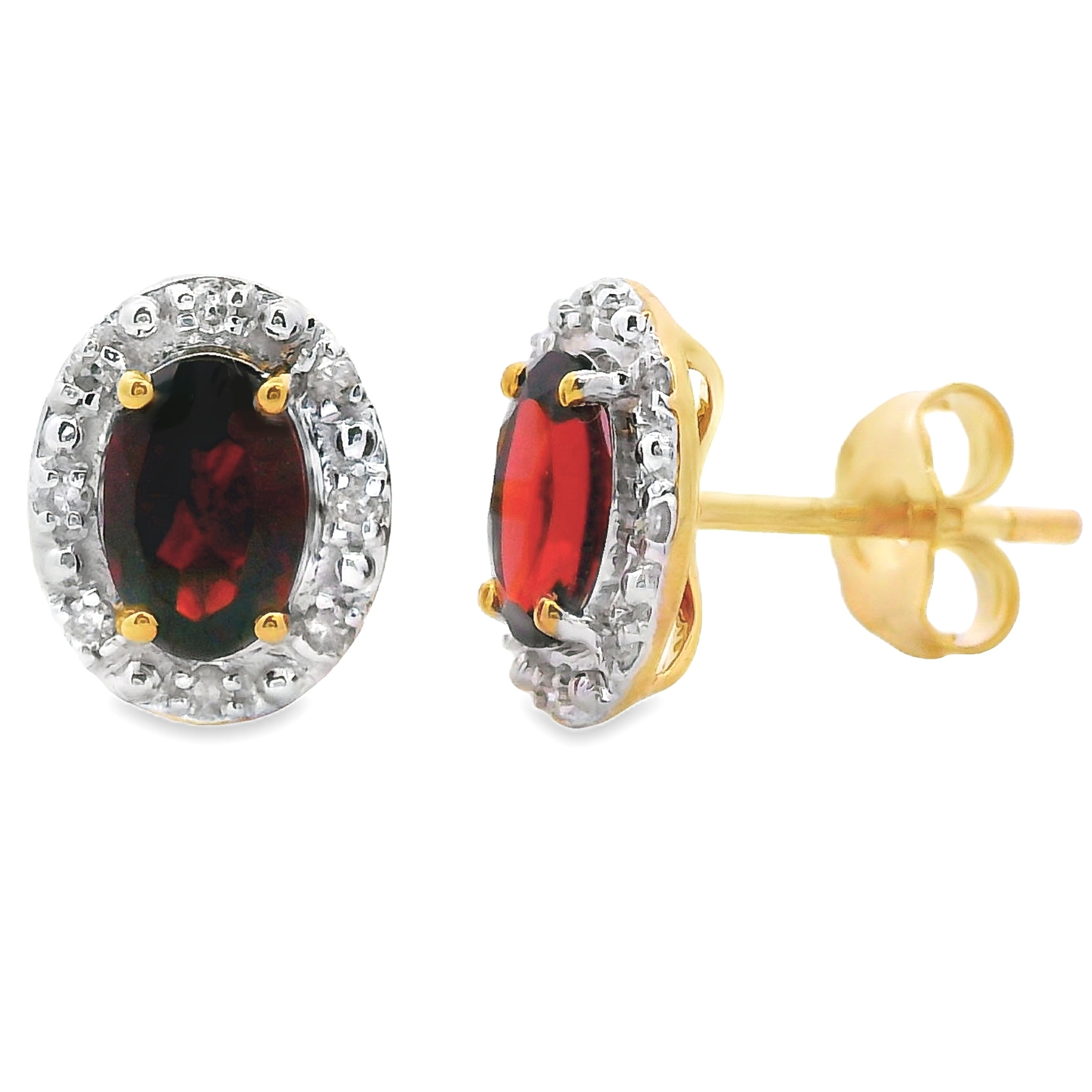 1.18ct Garnet Diamond Earrings 10KT Yellow Gold