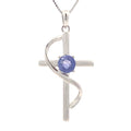 .50ct Tanzanite Cross Religious Pendant Sterling Silver
