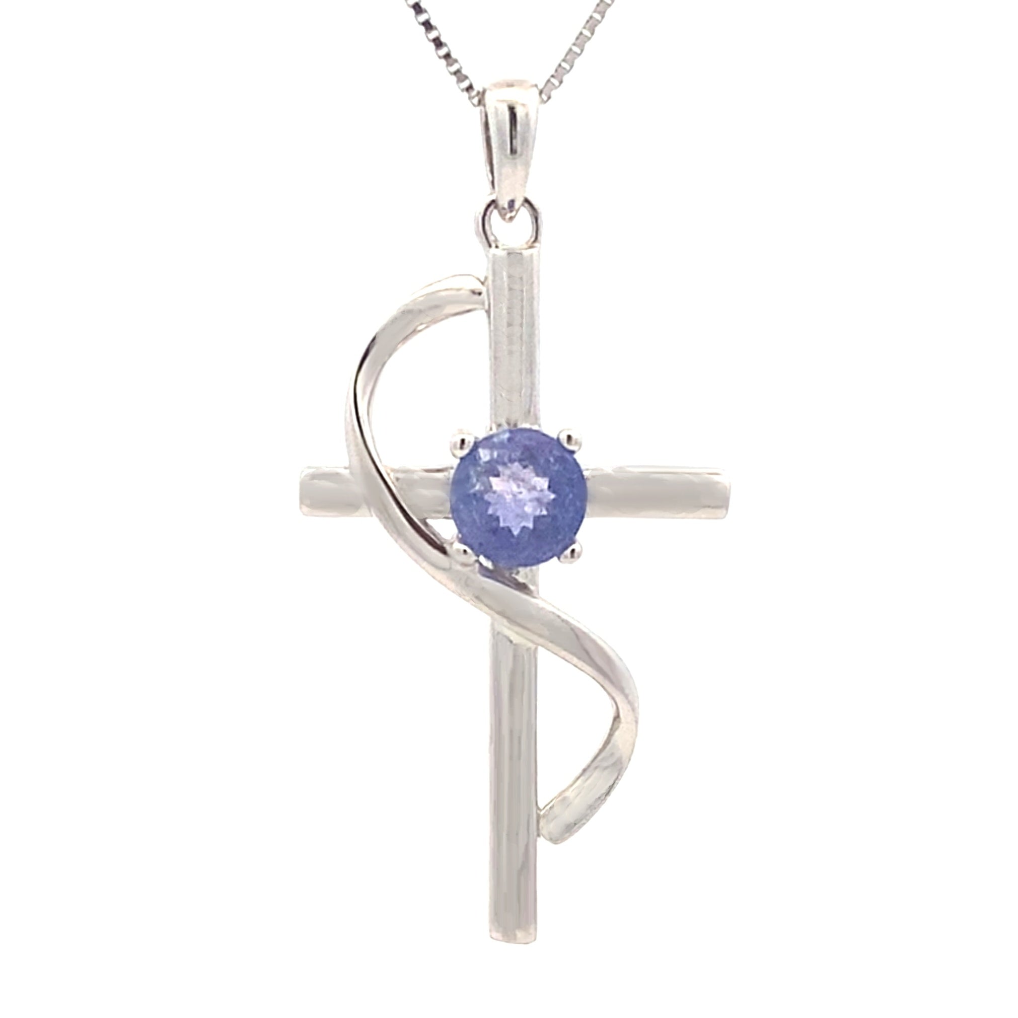 .50ct Tanzanite Cross Religious Pendant Sterling Silver