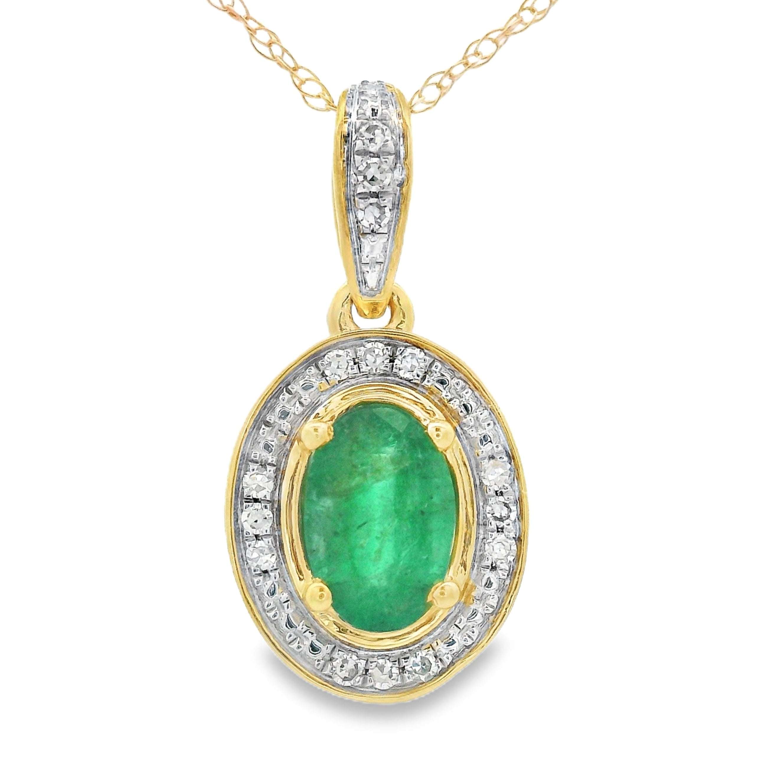 .46ct Emerald Diamond Fashion Pendants 10KT Yellow Gold