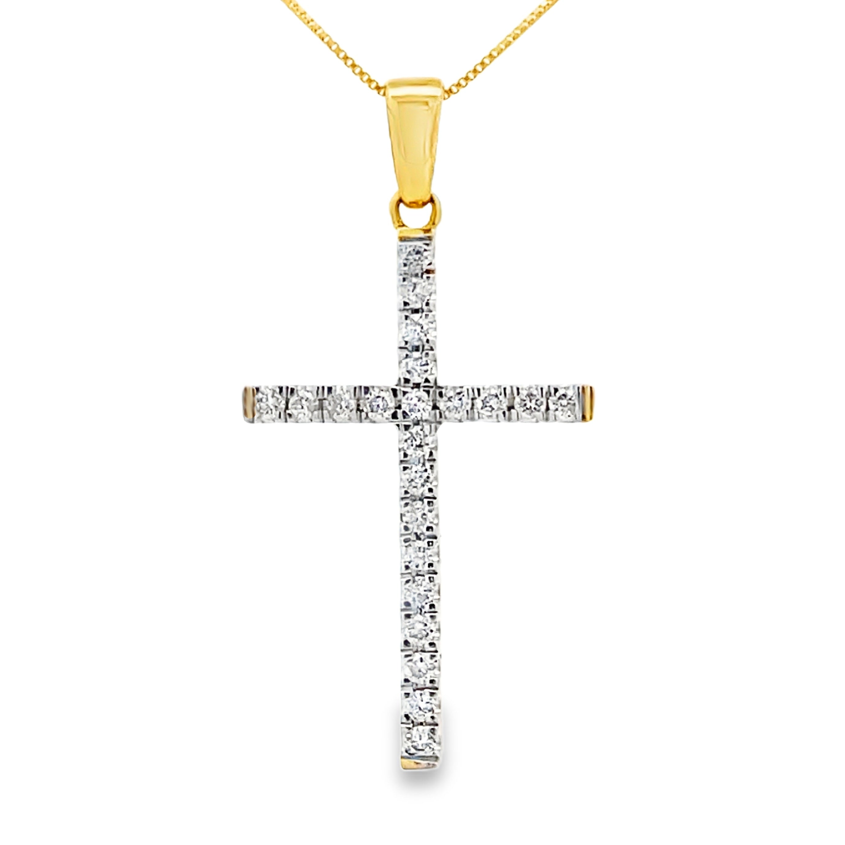 .21ct Diamond Cross Religious Pendant 14KT Yellow Gold