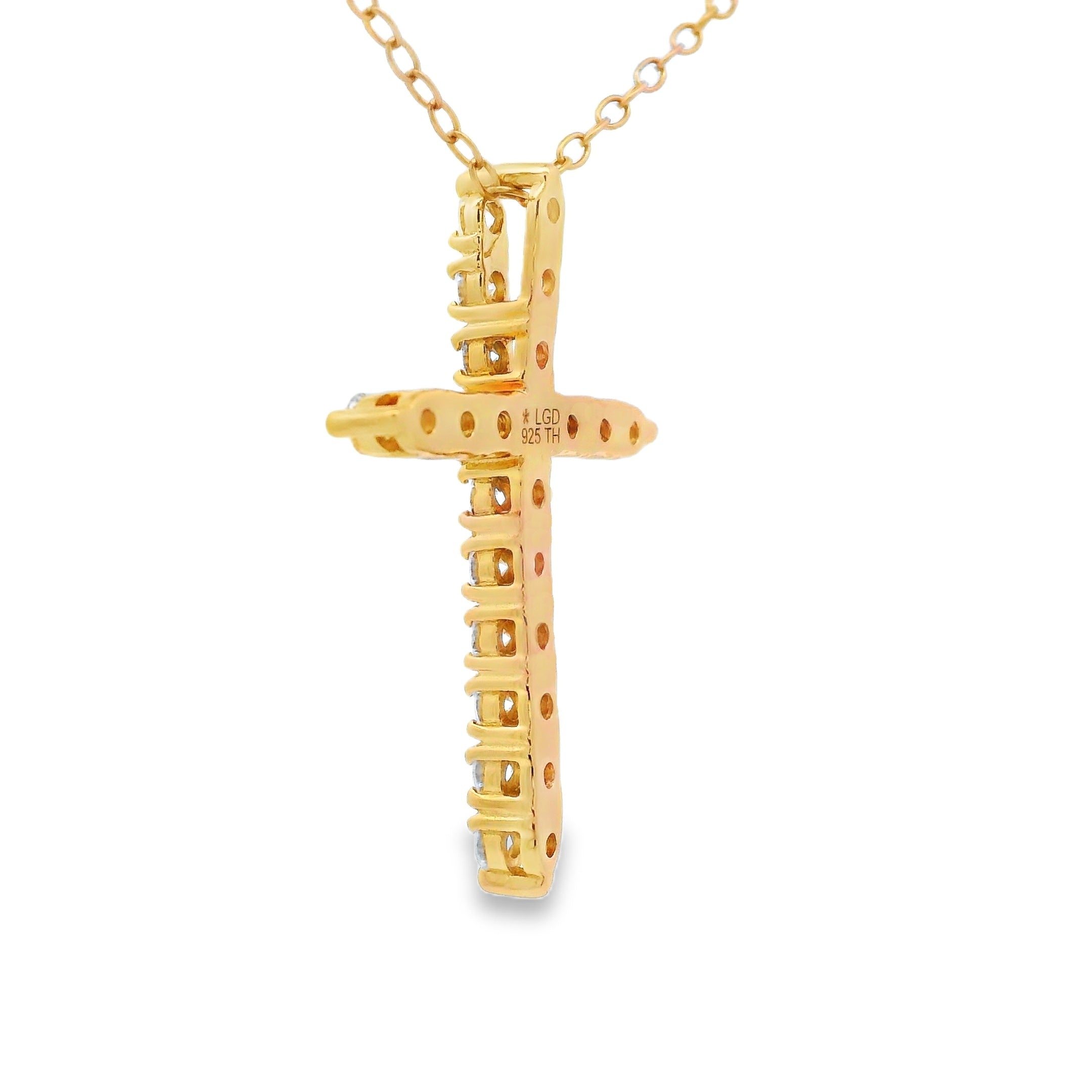 Natural .55ct Cross Religious Pendant Sterling Silver