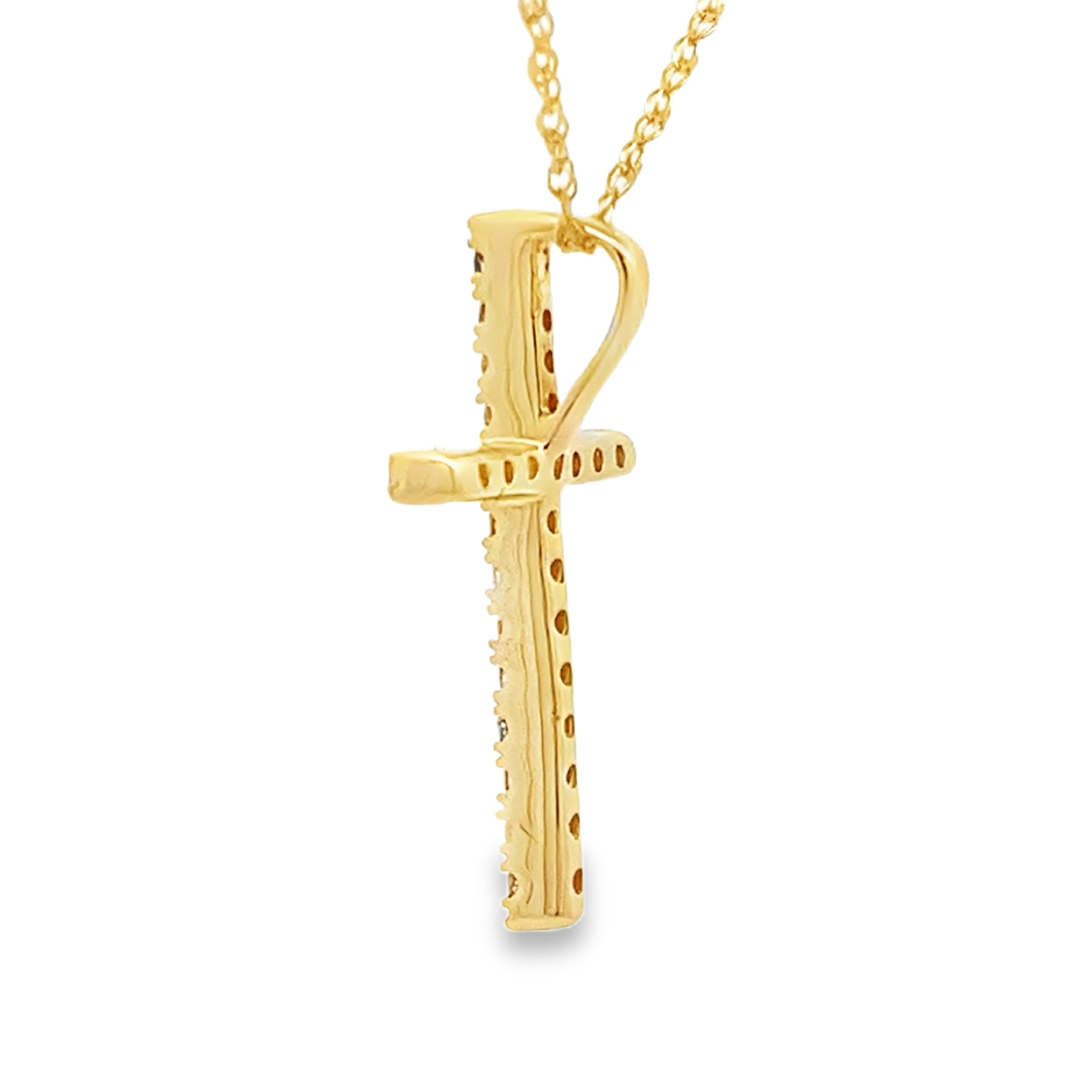 .11ct Diamond Cross Religious Pendant 14KT Yellow Gold