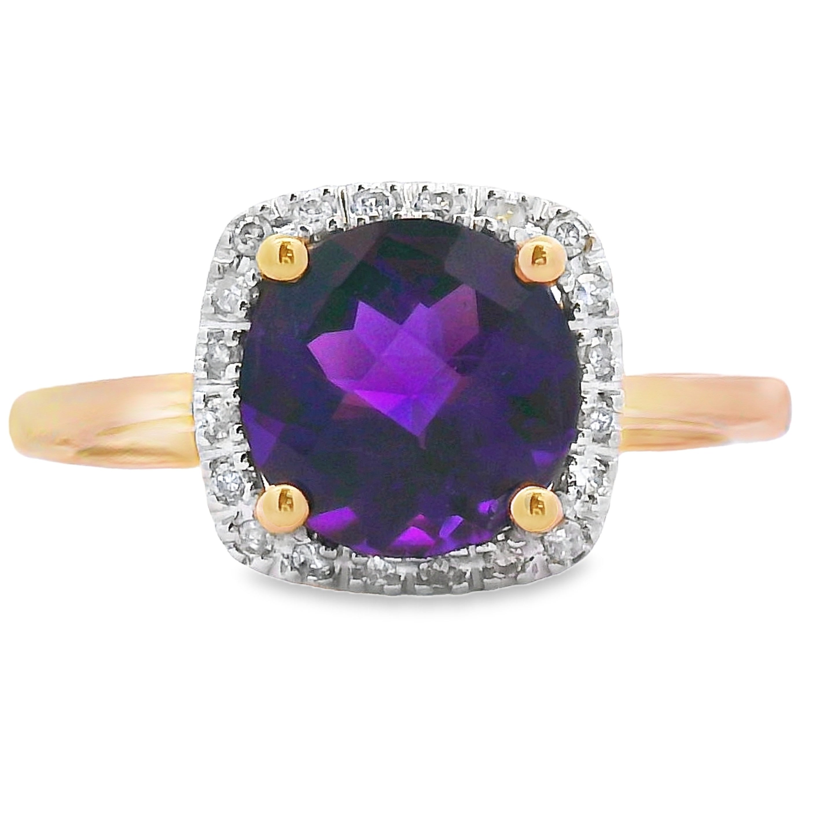 1.34ct Amethyst Diamond Ring 10KT Yellow Gold