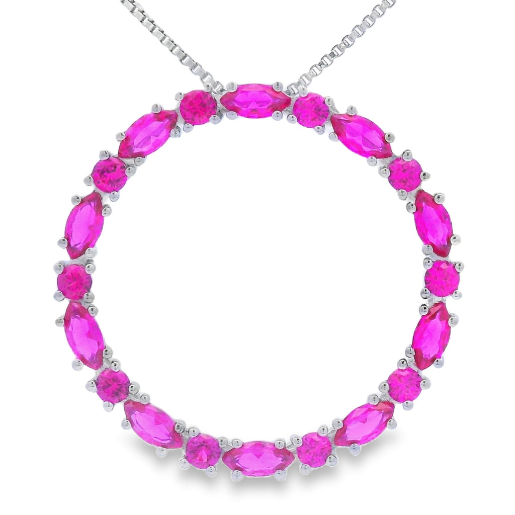 Created Ruby Circle of Love Pendant Sterling Silver