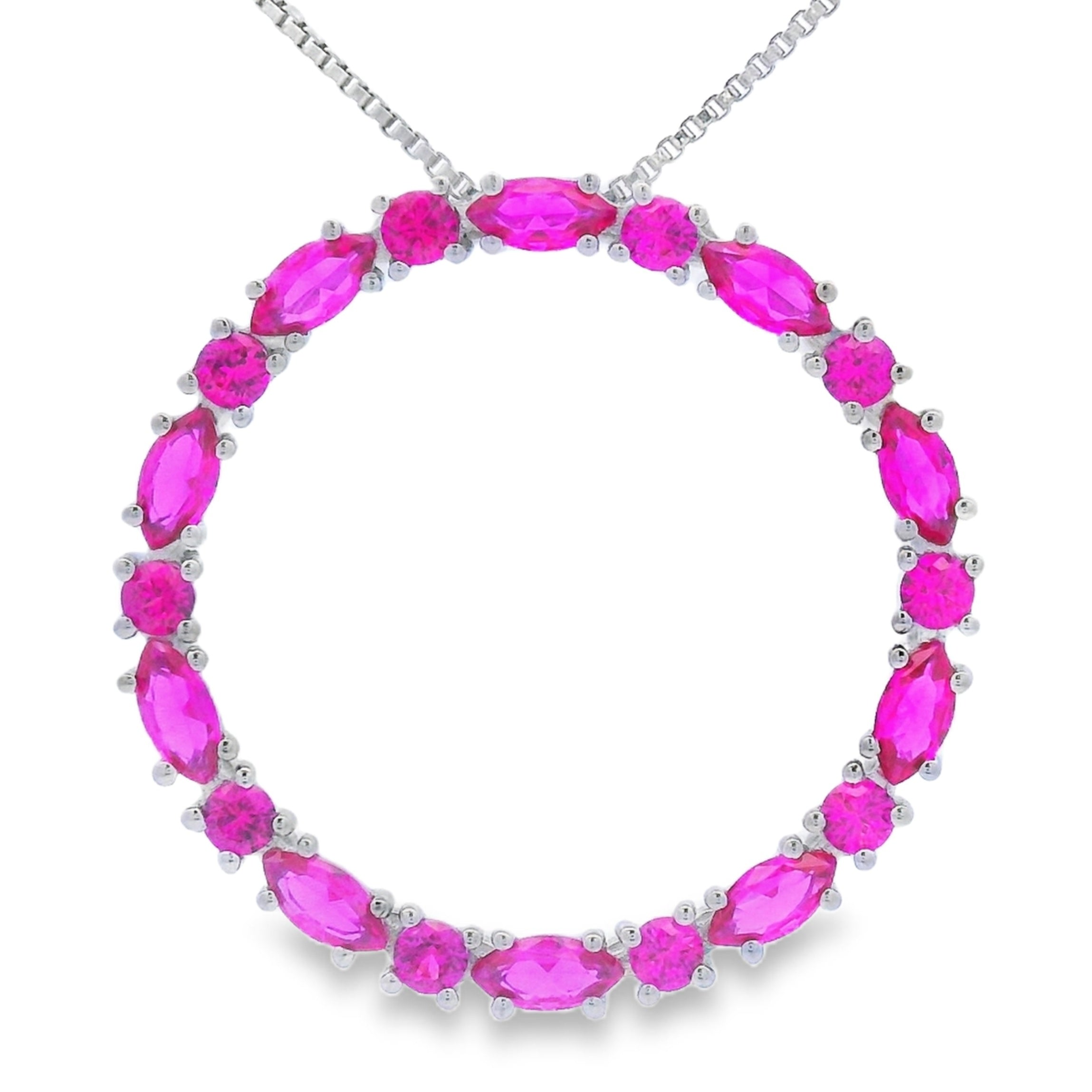 Created Ruby Circle of Love Pendant Sterling Silver