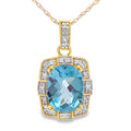 Blue Topaz Diamond Fashion Pendants 10KT Yellow Gold