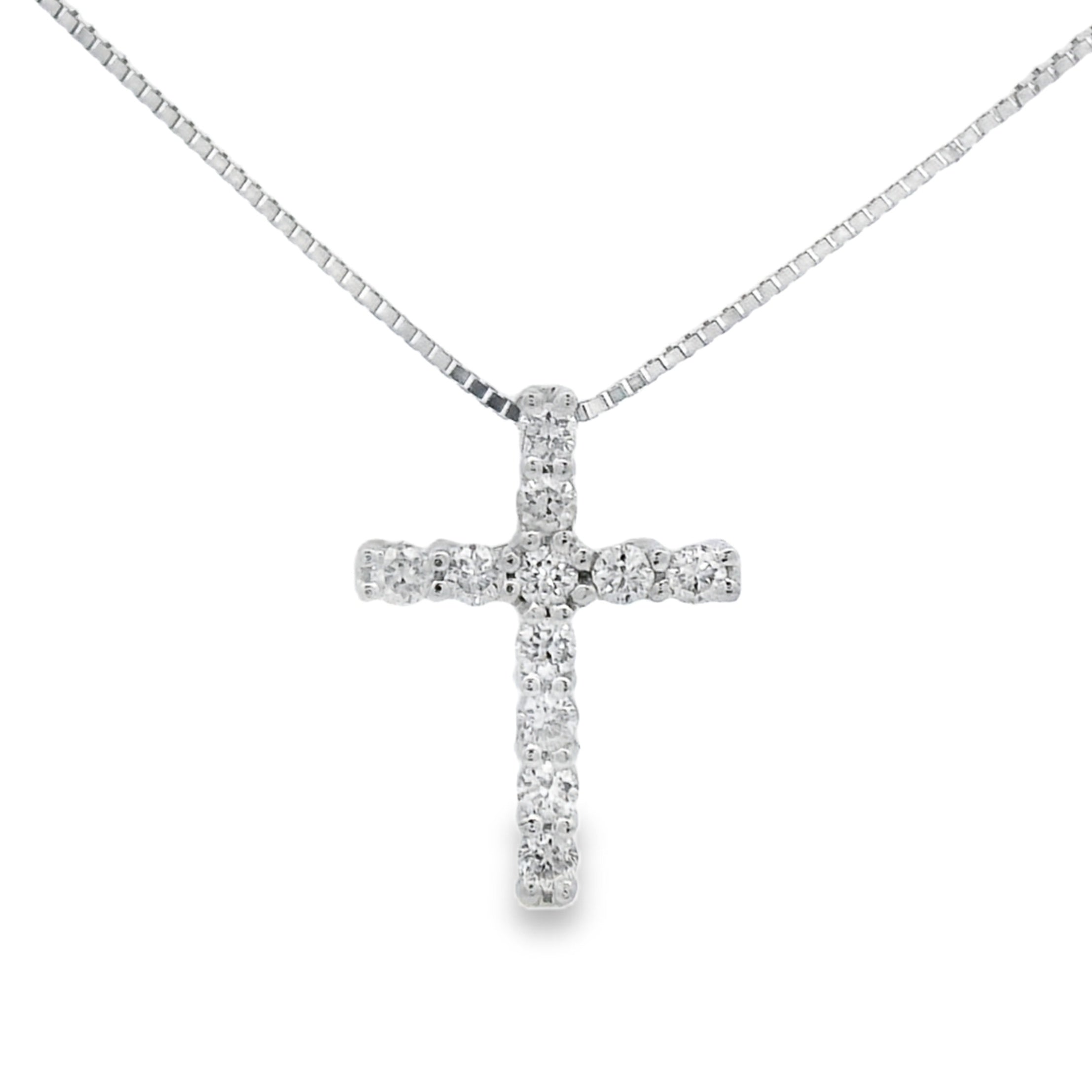 .15ct Diamond Cross Religious Pendant 14KT White Gold