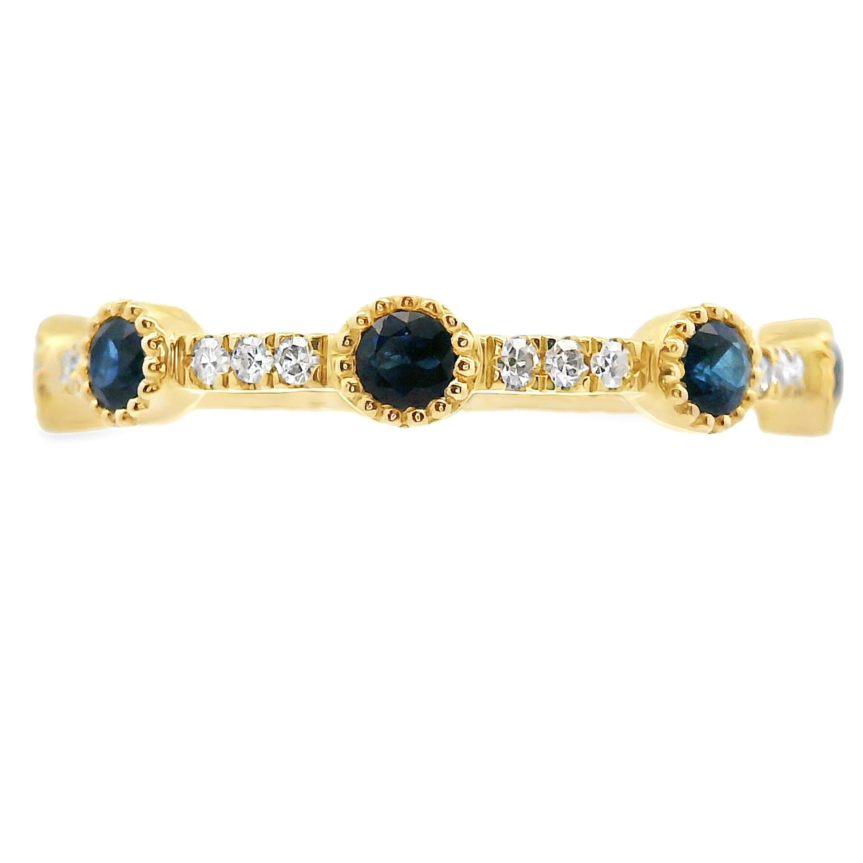 Sapphire Diamond stackable band set 14KT Yellow Gold